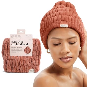 Kitsch Diadema de spa para mujer, diadema de lavado facial, rosa