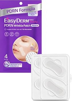 Easyderm PDRN Parche - Cuidado para debajo de los ojos y líneas de sonrisa, 4 parches, cuidado de la piel K-Beauty coreana con colágeno y EGF, tratamiento para líneas de sonrisa, mascarilla de ojos
