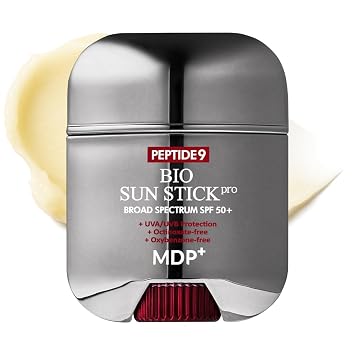 MDP + Peptide 9 Bio Sunstick Pro | Protector solar coreano SPF 50+, ligero, no graso de amplio espectro protección UV para rostro y cuerpo