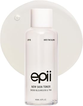 New Skin Toner - Tónico exfoliante suave al 5% PHA con ácido hialurónico y pantenol de hongos de nieve, tónico coreano para el cuidado de la piel de vidrio, brillo y textura de piel opaca e