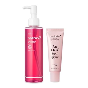 medicube Cleanse & Sun Shield Duo: Limpiador PDRN Jelly to Foam y protector solar con brillo de colágeno Limpieza profunda e hidratación | Esenciales de hidratación, cuidado solar, rutina de cuidado de la piel de verano