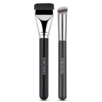 Set de brochas para base, corrector y contorno, 2 piezas, pinceles kabuki densos para debajo del ojo y nariz para mezclar, fijar, ocultar y pulir con líquido, crema y polvo (delgado 170/270)..
