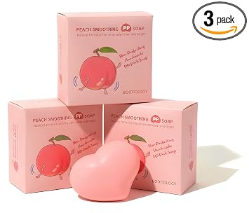 Jabón coreano de melocotón yoni, tensa, exfolia, suaviza, con ácidos de frutas y nuez, seguro para la piel sensible, suaviza la celulitis y reduce las estrías, paquete de 3