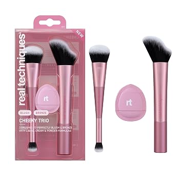 Real Techniques Cheeky Trio - Juego de brochas de maquillaje de 3 piezas