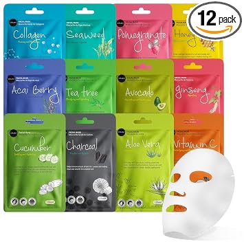 Celavi 12 mascarillas de colágeno, cuidado coreano clásico de la piel