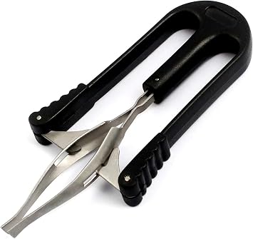 Pinzas automáticas – Pinzas de acero inoxidable de alta calidad con puntas en ángulo y asas de plástico negro para un fácil agarre y desplumado limpio – Removedor de cejas y vello de