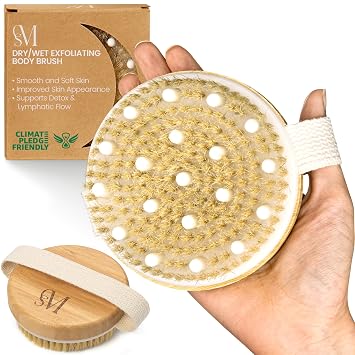 C.S.M. cepillo para el cuerpo seco o mojado, exfoliante suave para una piel más suave y brillante, acaba con la celulitis y la piel seca, mejora la circulación, con nodos para un masaje suave