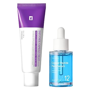 TOSOWOONG Power Duo antiarrugas, crema de cápsulas de Bakuchiol y suero facial de péptido de cobre, juego coreano para el cuidado de la piel con alternativa al retinol, GHK-Cu, 12 péptidos para líneas