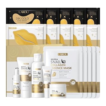 LAIKOU - Cuidado coreano de la piel, juego de cuidado de la piel, máscara facial, máscara de ojos, máscara de labios, 20 unidades