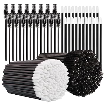 KICOSY 400 aplicadores de maquillaje desechables, 200 carretes de pestañas y 200 pinceles de labios, ideales para artistas de maquillaje, uso diario y rutinas de belleza