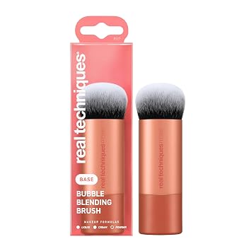 Real Techniques, brocha de maquillaje Bubble Blending, brocha multiusos para base para productos líquidos, crema y polvo, cabeza de cepillo redonda única, cerdas sintéticas, vegana y libre de crueldad