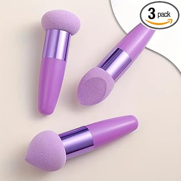 3Pcs Makeup Sponge Beauty Foundation Blending Sponge Makeup Sponge Wedge Foundation Sponges With Handle Cosmetic Blender Professional Beauty Sponge Blender