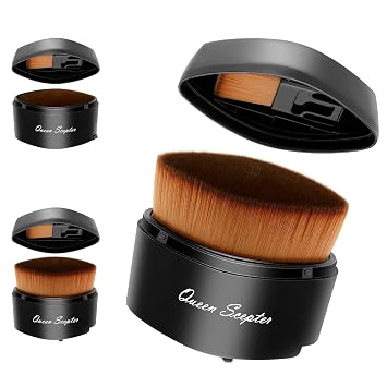 Brocha de maquillaje de base líquida plana retráctil con cubierta, base Kabuki de base plana para sombra en polvo facial para difuminar base, cuarentena, crema BB crema de contorno cosméticos