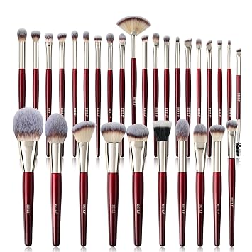 BEILI Juego de 30 brochas de maquillaje premium veganas para base, correctores, colorete, sombra de ojos, delineador de ojos, iluminador en polvo, mezcla