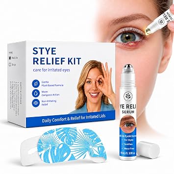 Tratamiento de ojos de orzuelo 2 kits de suero de alivio de orzuelo y 10 piezas de compresas para ojos de orzuelo
