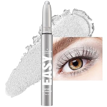 Maquillaje en barra de sombra de ojos plateada, lápiz de sombra de ojos crema mate, lápiz iluminador de sombra de ojos con purpurina a prueba de arrugas de alta pigmentación, delineador de