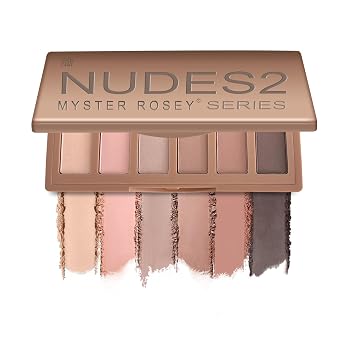 MYSTER ROSEY Nudes 2 Series Mini Paleta de Sombras de Ojos, Acabado Aterciopelado Mate y Satinado, 6 Sombras de Ojos Neutras Nude, Taupe y Marrón, Tamaño Apto para Viajes, Vegano, Sin Pruebas en