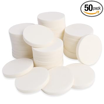 Esponja de maquillaje redonda blanca, esponja cosmética facial, almohadilla de espuma redonda, maquillaje para ojos, base de polvo para todo tipo de piel, doble uso húmedo y seco