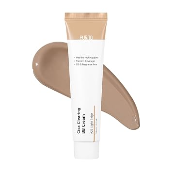 PURITO Cica Clearing BB Cream #21 Beige Claro 1 fl.oz / 30ml, Crema bb vegana con tinte