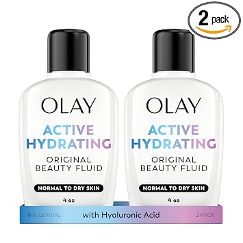 Olay Hidratante Facial, Loción Fluida de Belleza Hidratante Activa, Hidratante Facial Original, 4 Oz. (Paquete de 2)