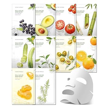 Nature Republic Real Nature - Juego de mascarillas faciales (10 unidades)