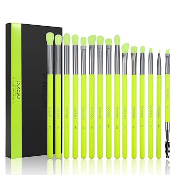 Docolor Juego de 15 brochas para sombra de ojos, 15 piezas, brochas de maquillaje profesional, juego de brochas de maquillaje para sombra de ojos, corrector de mezcla, delineador de cejas y pestañas,