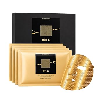 Bio-G Mascarilla facial de colágeno hidratante durante la noche con oro | Cuidado del brillo de la piel para reafirmar, levantar y rellenar | Máscara de lámina de hidratación profunda de líneas finas