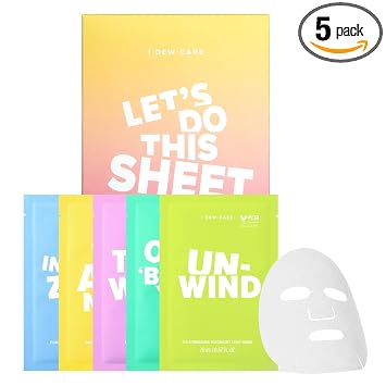 I DEW CARE Paquete variado de mascarillas faciales de colágeno, 5 días, mascarillas faciales coreanas para el cuidado de la piel, mascarilla hidratante de colágeno, cuidado de la piel hidratante