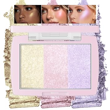 Noerrors Paleta de resaltadores cremosos de 3 colores, sombra de ojos