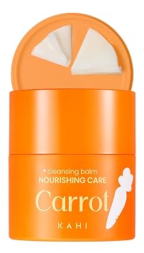 KAHI Bálsamo limpiador Nourish Care Carrot - Bálsamo removedor de maquillaje con aceite de semilla de zanahoria, manteca de karité y exfoliante de arándanos, cuidado de la piel coreano suave exfoliante 1.69 onzas