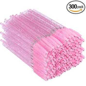 G2PLUS - Cepillos desechables para pestañas de 300 unidades, varillas de rímel de color rosa, aplicadores de maquillaje ajustables para extensiones de pestañas y cepillo para cejas