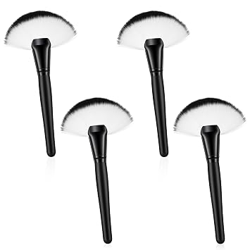 Andibro 4 cepillos de abanico esponjosos para tratamientos faciales, cepillos de ventilador facial, esteticista de cerdas suaves y esponjosas, colorete, esteticista, cepillo de ventilador facial