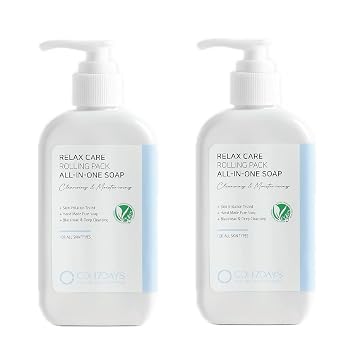 CDH7DAYS Relax Care - Jabón de burbujas intensivo de 2 unidades, jabón coreano hecho a mano de pH bajo con certificado vegano, sin perfume, limpiador diario suave a base de plantas para cara, cuerpo y