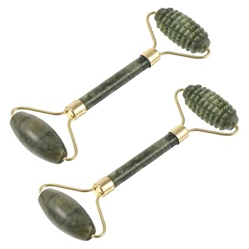 2pcs Natural Jade Stone Face Roller Gua Sha Kit Body Jade Roller Massager para el cuidado de la piel