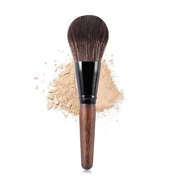 Brocha grande de bambú mineral en polvo, brocha de maquillaje de base esponjosa Kabuki con cerdas sintéticas suaves para polvo suelto y prensado, líquido, crema, pulido, mezcla, vegano y sin crueldad animal