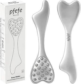 Rodillo facial Gua Sha de acero inoxidable para esculpir la cara, mandíbula