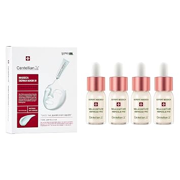 Centellian 24 Set - Suero experto (temporada 3, 0.33 onzas líquidas x 4 juegos) + mascarilla Madeca Derma (intensiva, 10 piezas) para calmar, hidratar y corregir manchas oscuras. Cuidado de la piel