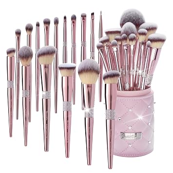 Bueart Design Juego de 16 brochas de maquillaje con elegante estuche de diseño, brochas profesionales ultra suaves de primera calidad para base, colorete, polvo, iluminador, contorno, sombra de ojos