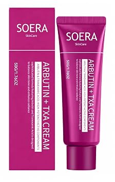 Crema iluminadora coreana oficial SOERA, arbutina y ácido tranexámico, crema facial para tono de piel desigual y apariencia de manchas oscuras para rutina diaria de cuidado de la piel