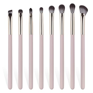 Juego de 8 brochas de maquillaje de ojos, brochas de maquillaje profesionales para sombra de ojos debajo de los ojos con cepillo sintético para contorno de nariz, pinceles angulares para líquidos, mezcla de polvo, contorno de cejas corrector de cejas sombr