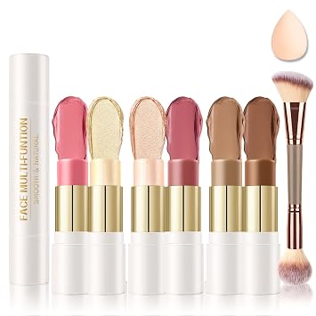 Kit de maquillaje en barra de rubor y resaltador bronceador en crema de 6 colores