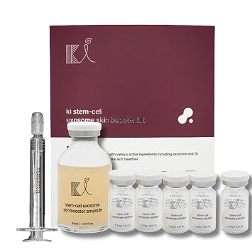 Kit de refuerzo de piel de exosoma de células madre | Exosoma, PDRN, péptido, colágeno | Rejuvenecimiento, hidratación, antienvejecimiento | Cuidado de la piel coreano 1.0 fl oz (soluciones 0.01 oz x 5 viales/ampolla 1.01 fl oz)