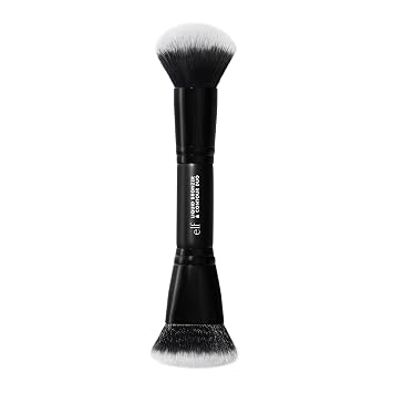 e.l.f. Liquid Bronzer & Contour Duo Brush, fórmula sedosa altamente pigmentada con brocha de maquillaje de doble extremo, cerdas sintéticas, 100% vegano y libre de crueldad animal