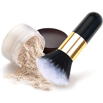 Brochas de maquillaje para mejillas, cepillo de polvo facial de tamaño de viaje para polvo suelto, cepillo de base esponjosa para cara, juego de brochas para colorete, polvo/sombra de ojos (negro)