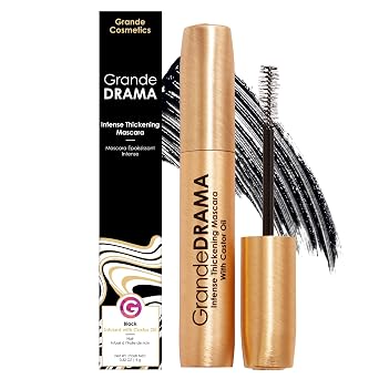Grande Cosmetics GrandeDRAMA - Máscara de engrosamiento intenso con aceite de ricino, voluminizante, acondicionado, fórmula construible