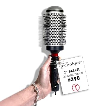 Cepillo térmico para cabello Cricket Technique #390 2" para rizar y peinar – Barril de retención de calor con cerdas antiestáticas de turmalina, cepillo térmico redondo, ideal para todo tipo de