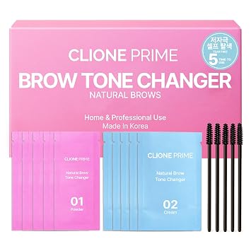 Cambiador de tono coreano de cejas – Kit de blanqueador de cejas fórmula suave para un aspecto suave y natural, fácil aplicación en casa, resultados rápidos en 5 minutos, 5 aplicaciones