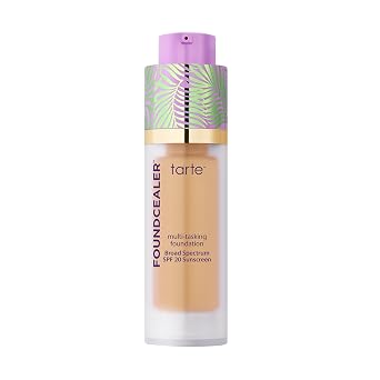 tarte Babassu Foundcealer Base Dewy - Protector solar SPF 20 de amplio espectro, base y corrector en 1 con SPF, maquillaje vegano para el cuidado de la piel con cobertura media radiante modulable