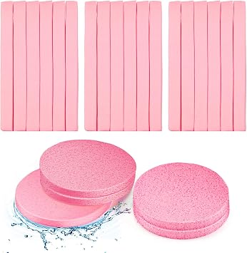Patelai 120 esponjas de limpieza facial comprimidas, color rosa