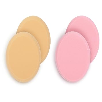 4 esponjas de maquillaje de esponja ovalada para base ovalada, aplicador de maquillaje plano para mezclar base de ojos, aplicación de rubor, seco y húmedo
